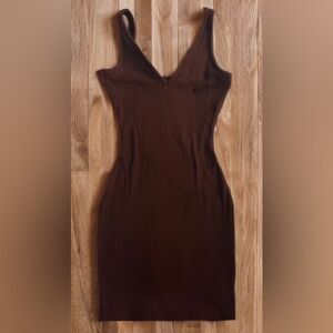 Women's Slim Ribbed V-Neck Bodycon Dress